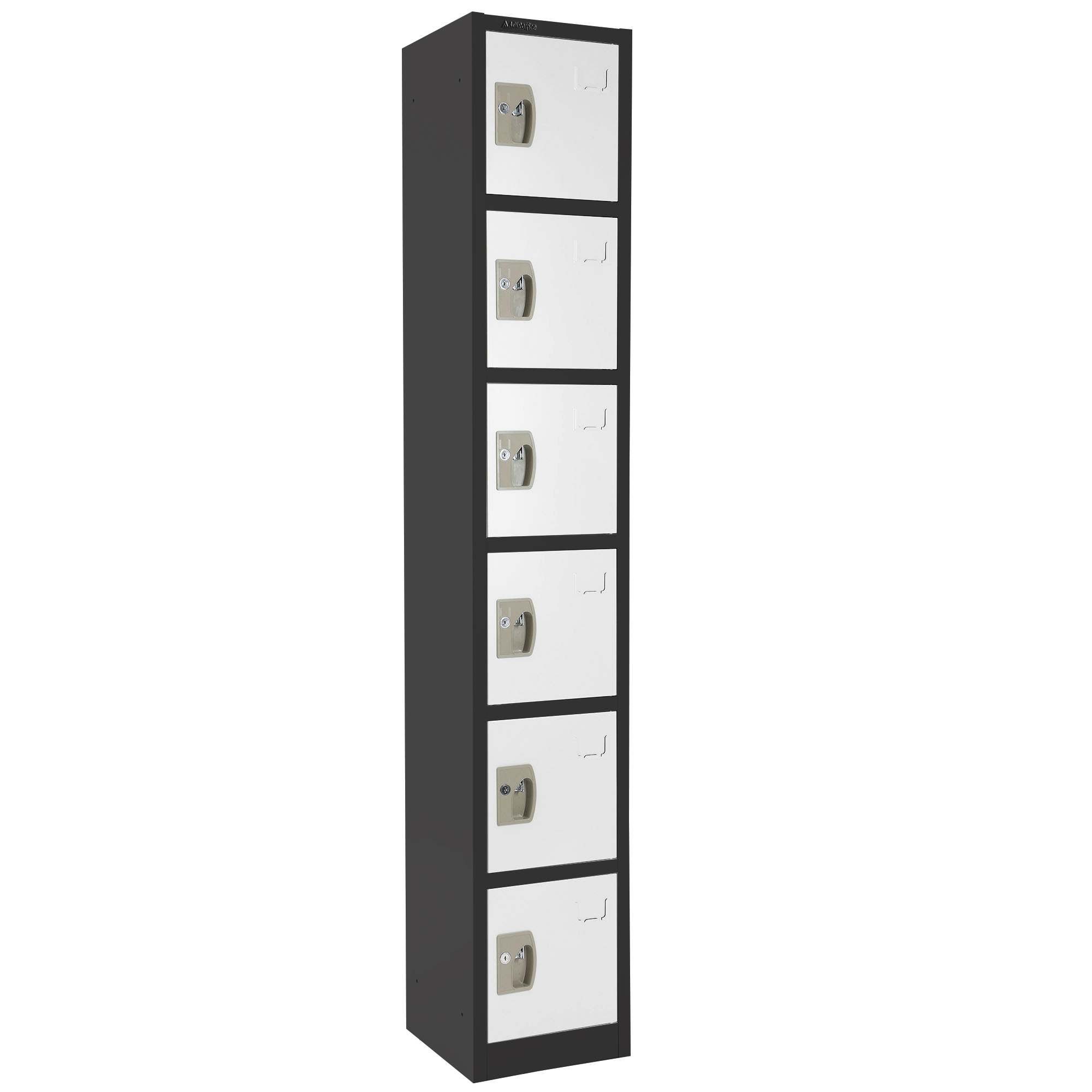 Alpine, 72in.H 6-Tier Steel Storage Locker, Black, Height 72 in, Width 12 in, Color Black, Model# ADI629-206-B-W